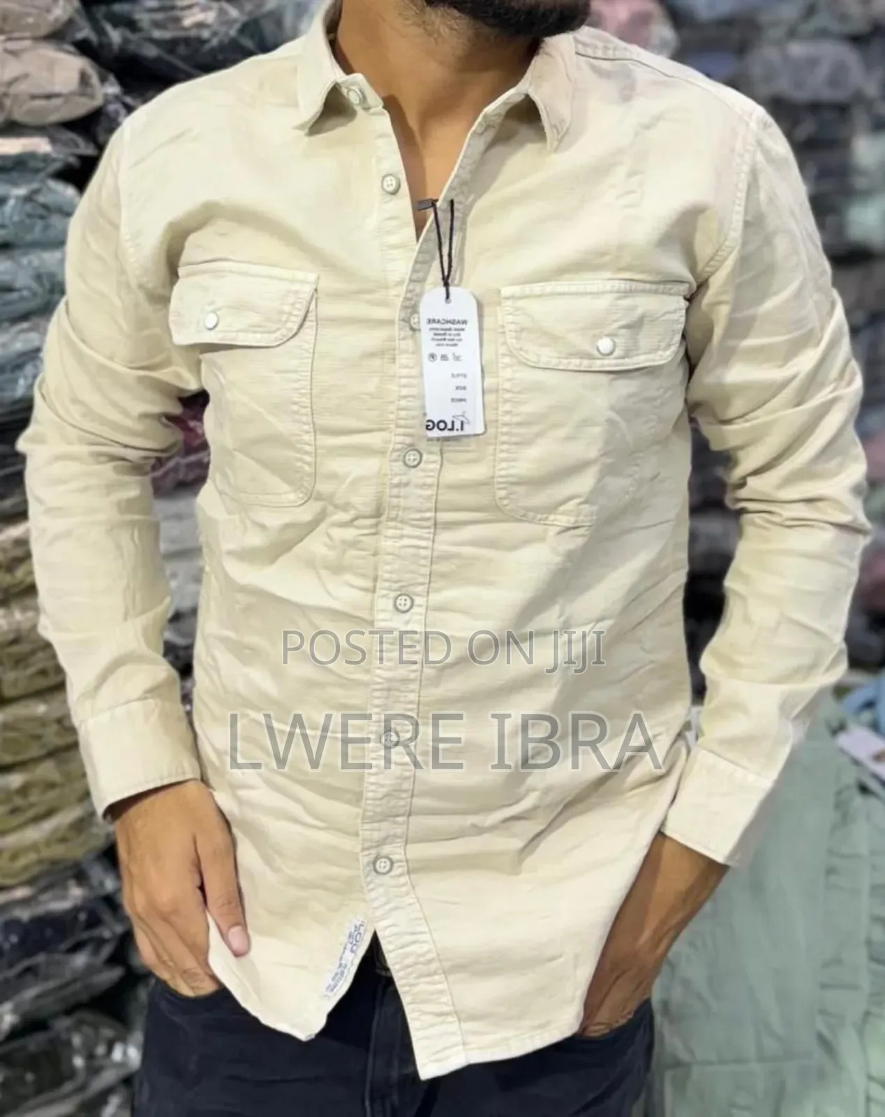 Cream Pocket Casual Shirts