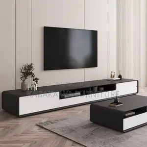 Brown and White Center Table and Tv Stand Tv/Stand Luxurious Furniture