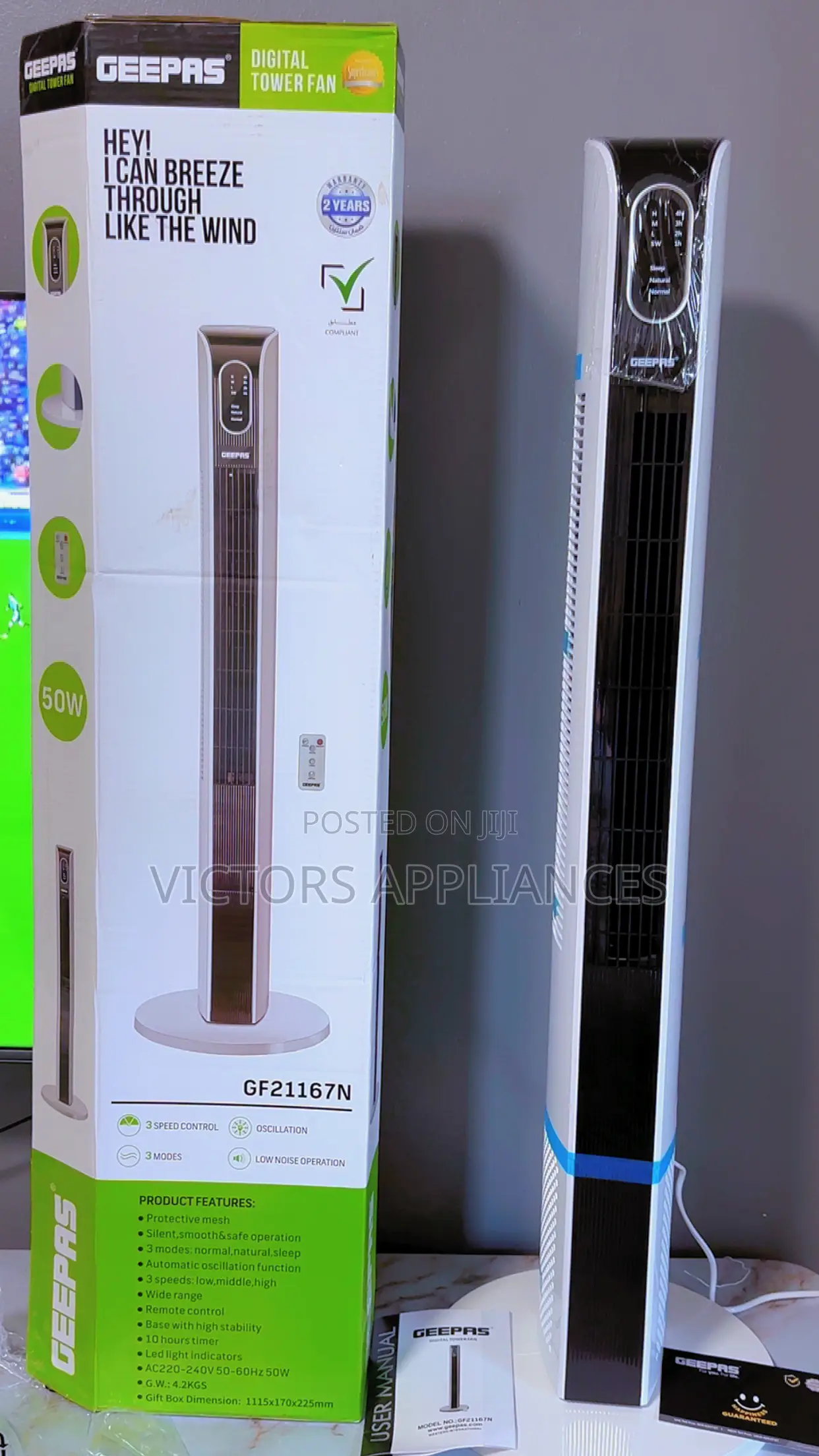 New Model Geepas Tower Fan
