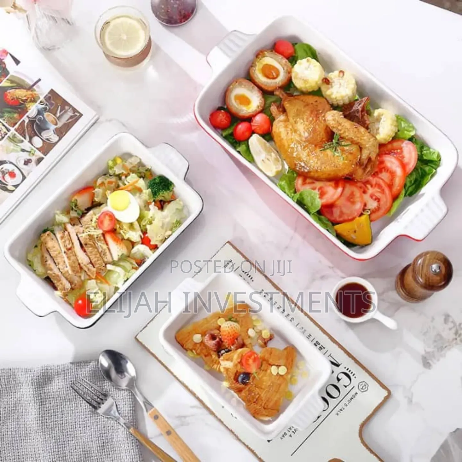 3pcs Ceramic Rectangular Baking Dish Casserole Dishes