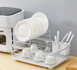 Large Dish Drying Rack Drainer Kitchen Sink Plate Draining Tray
