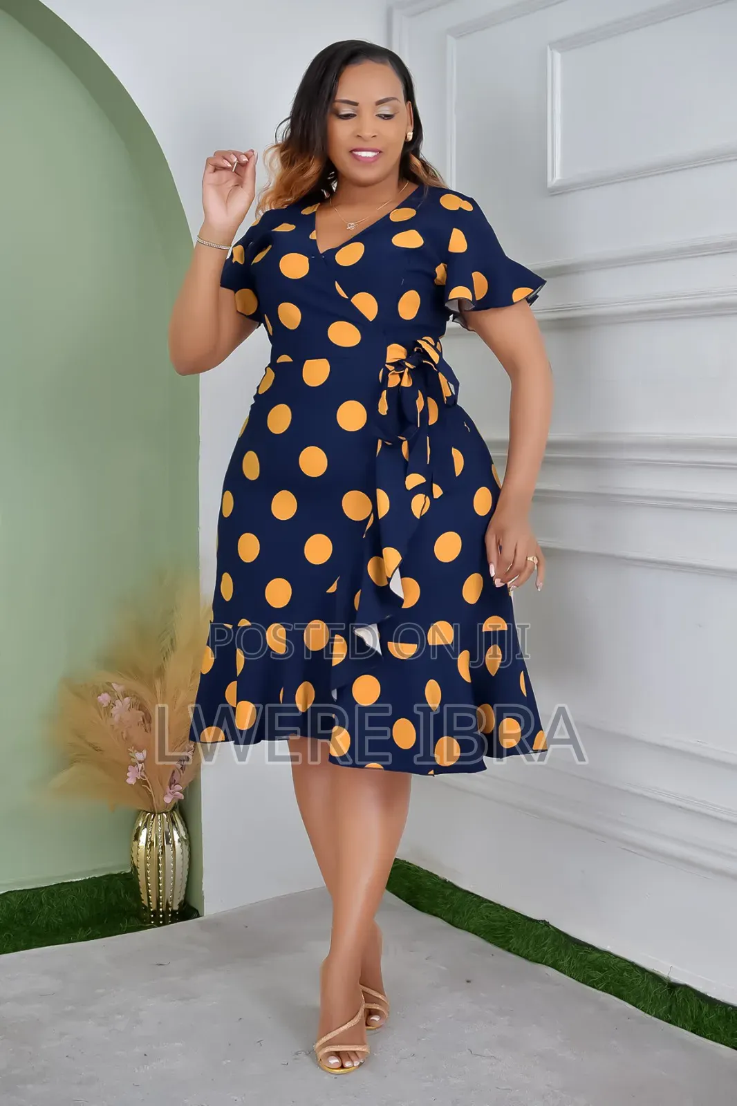 Wrap Doted Office Dresses