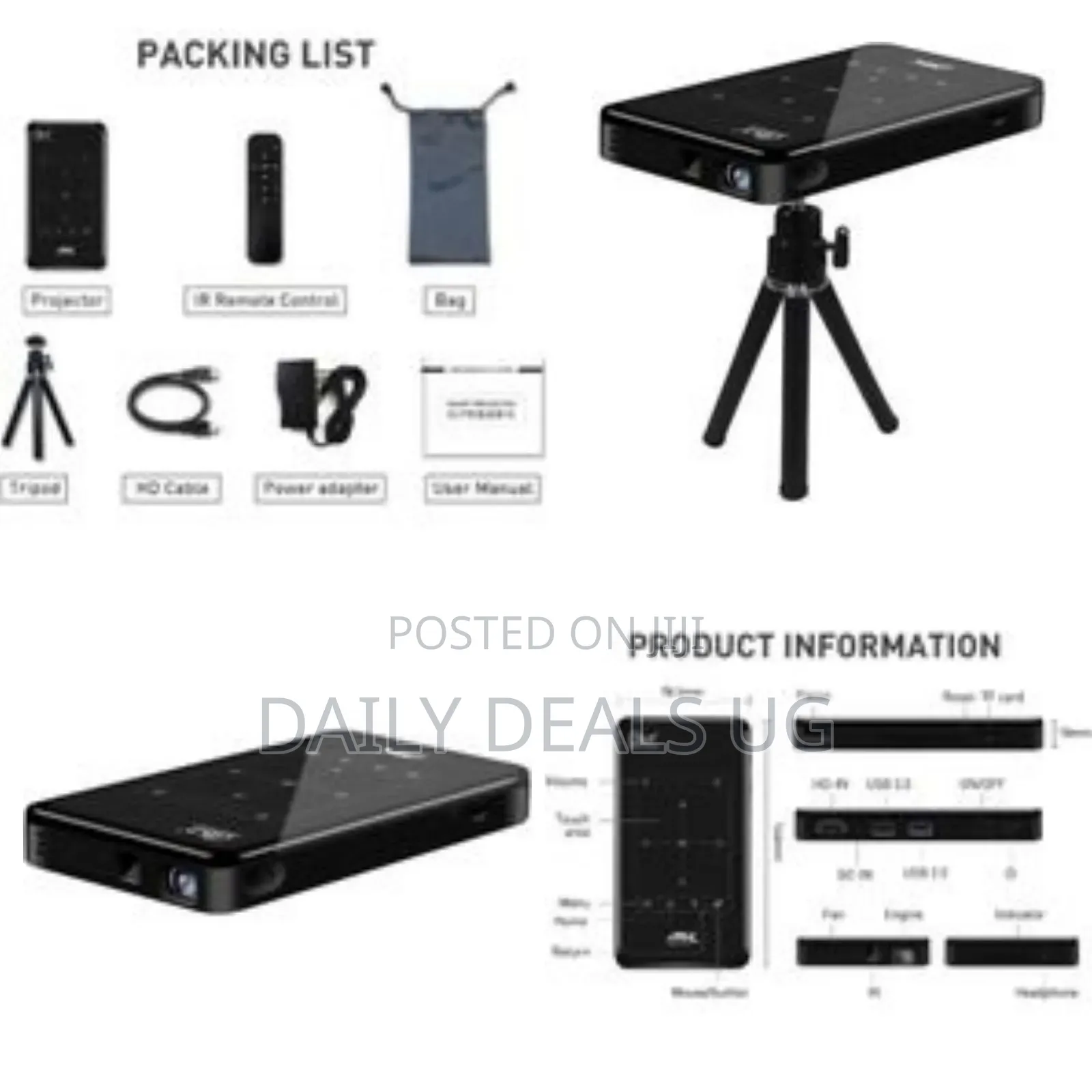 Borrego Bp09 Portable Mini Smart Projector With Ultra Hd High Beam