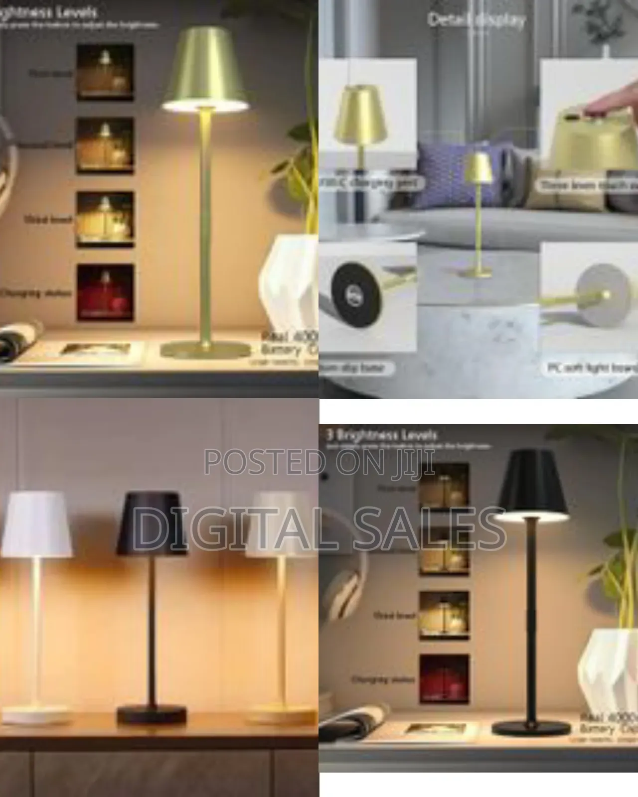 Led Cordless Table Lamp,4000mah Rechargeable Battery Desk Lamp,3 Level