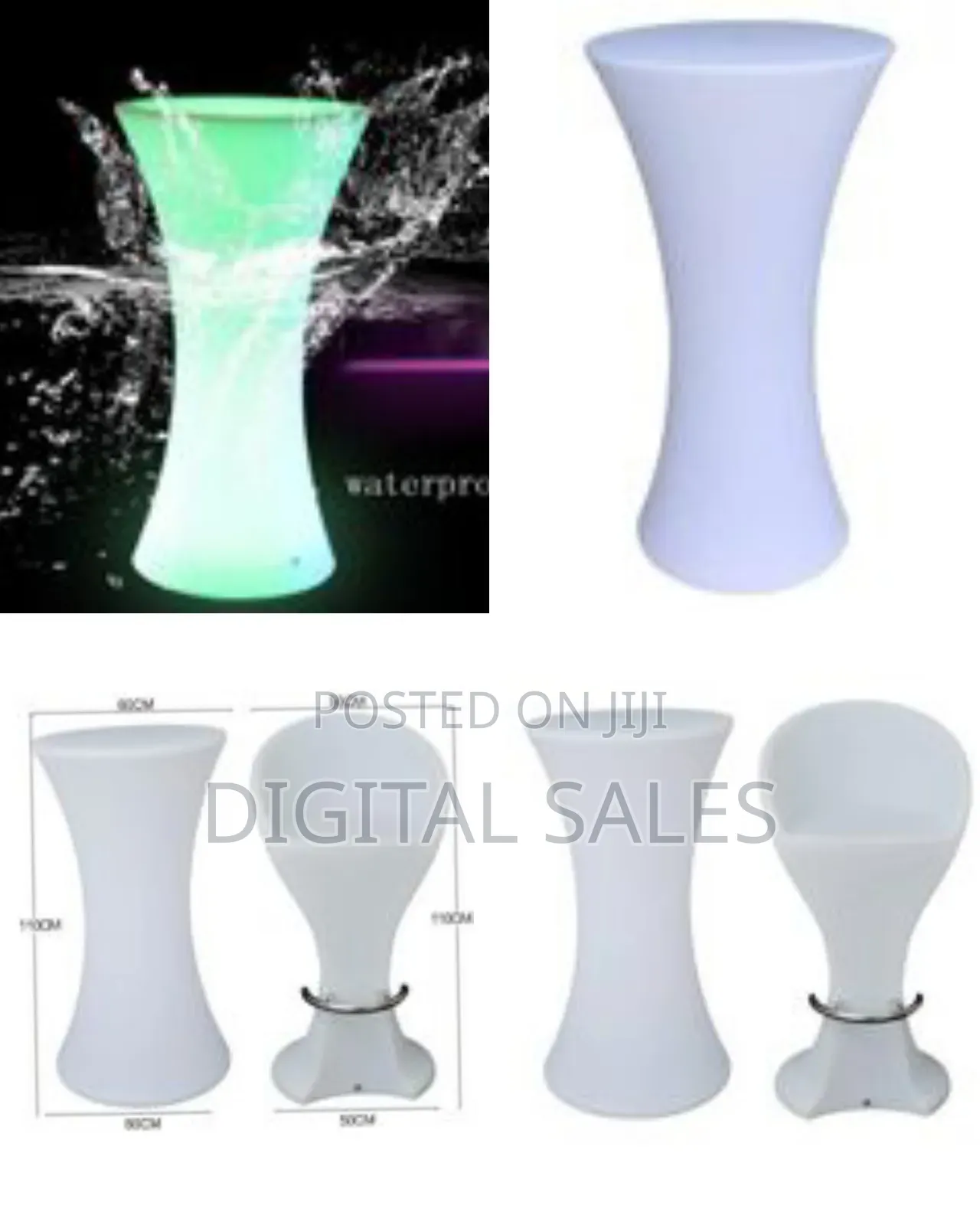 1 Piece Color Changing Led Luminous Waist Bar Cocktail Table and Chair
