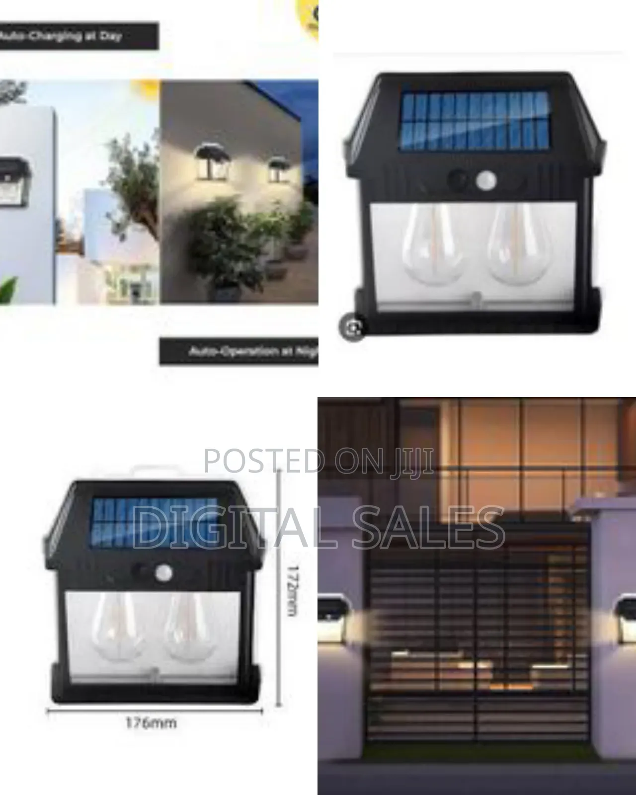 Solar Powered Tungsten Wall Lamp With Motion Sensor, 3 Lighting Modes
