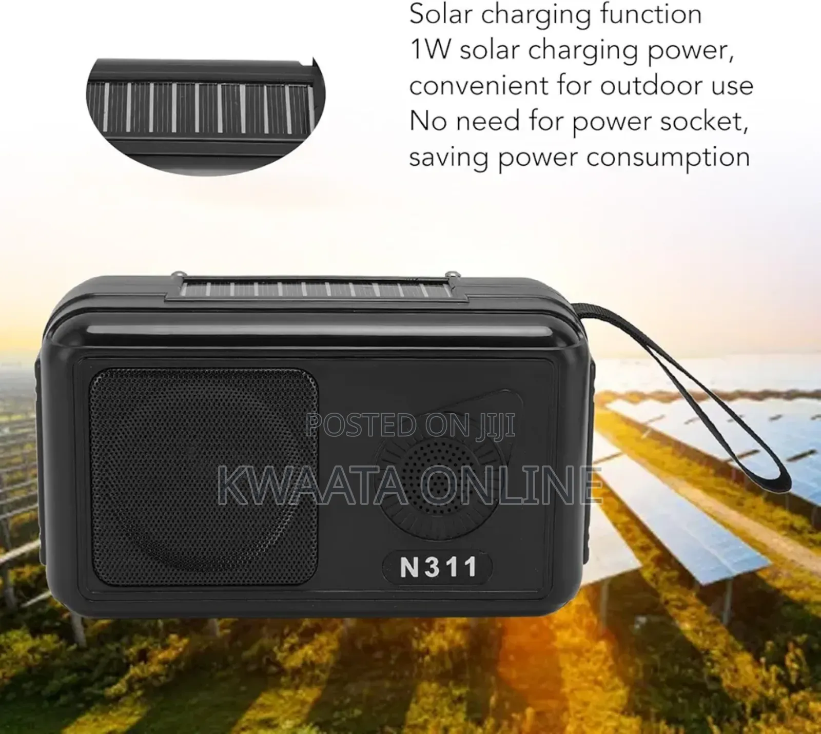 N311 Radio With Solar Panel, Bluetooth Tf Card Usb Aux Playback
