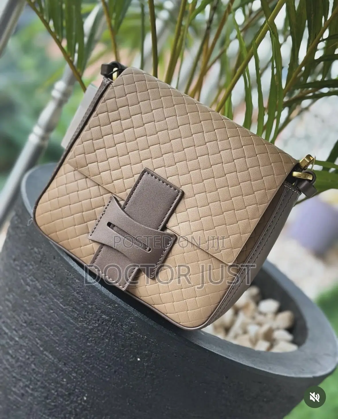 Brown Basket Weave Crossbody Bag