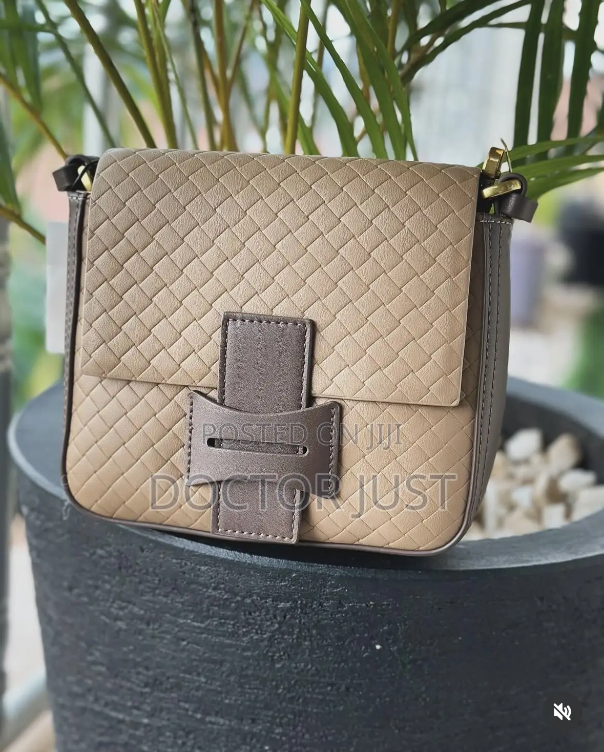 Brown Basket Weave Crossbody Bag