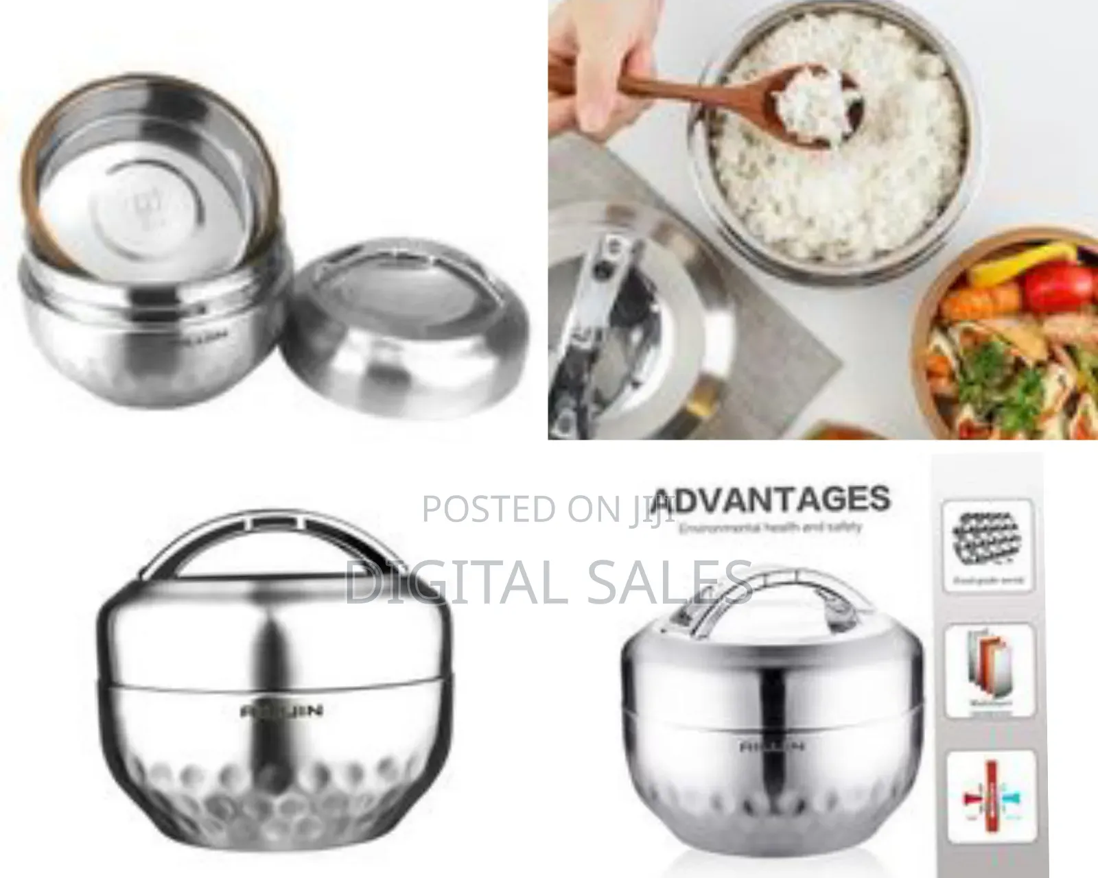 Ailijin Vacuum Insulated Thermo Food Flask,Lunch Box, Warmer, 1litre