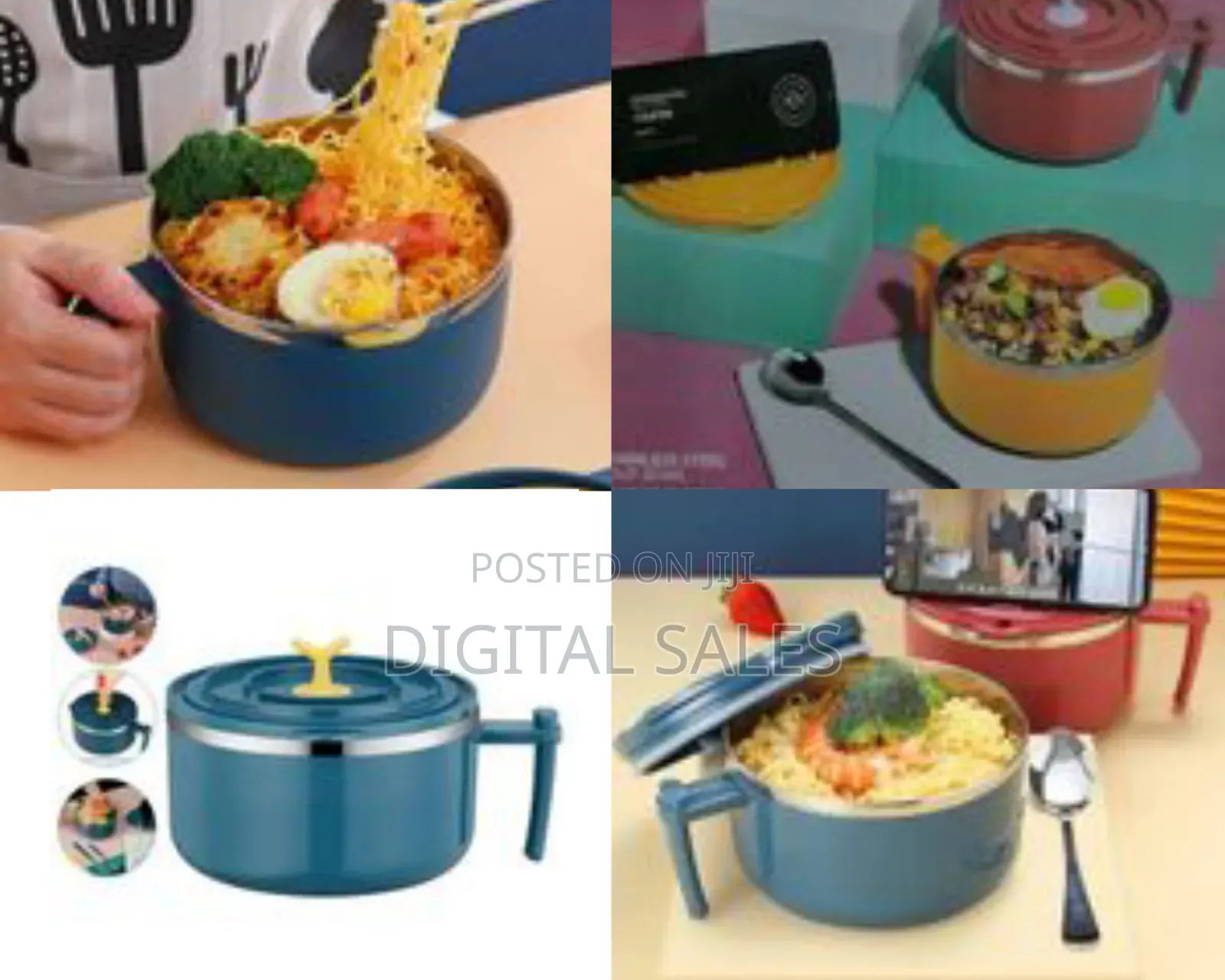 1000ml Stainless Steel Instant Noodle Soup Bowl Dish, Color May Vary
