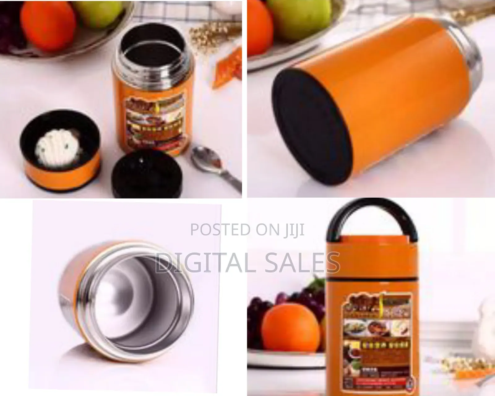1000ml Vacuum Insulated Thermo Food Flask,Lunch Box, Warmer-Orange