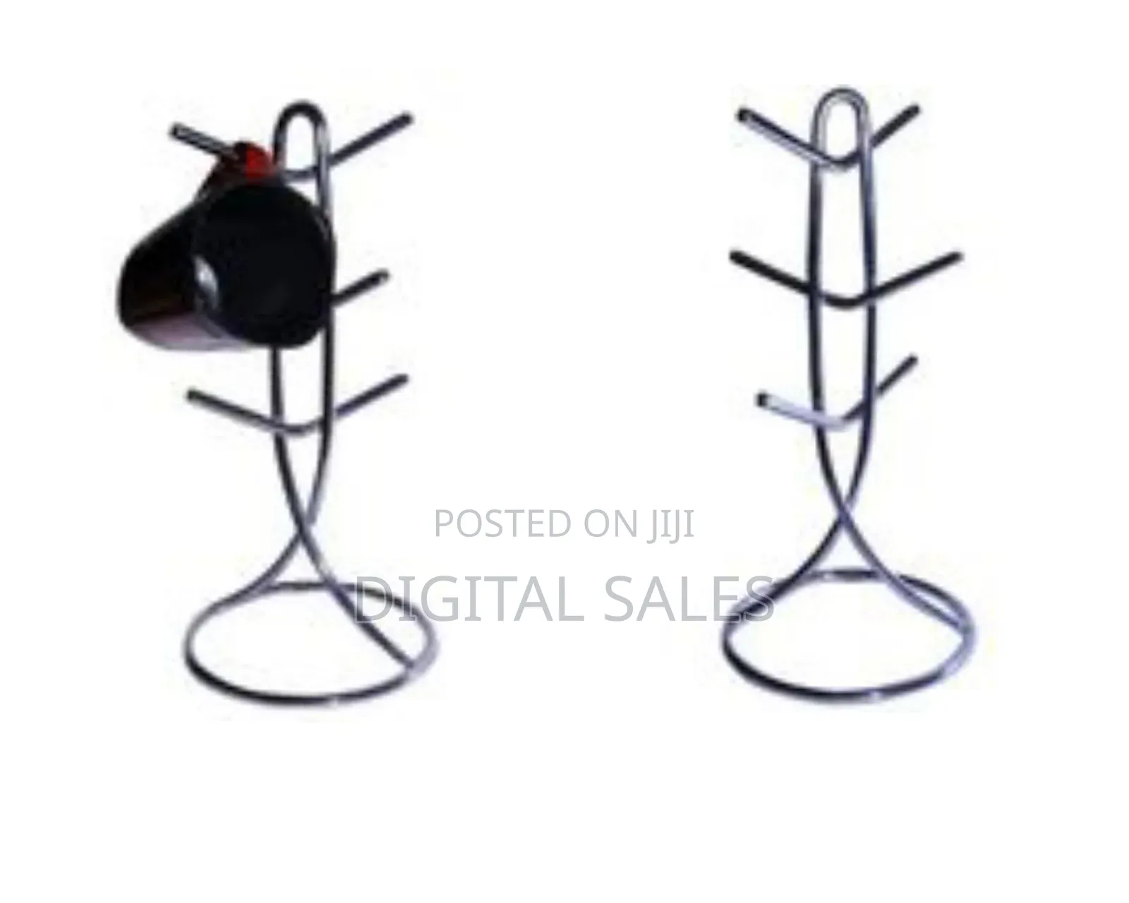 6 Cup Holder Stand Storage Organizer, Silver