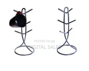 6 Cup Holder Stand Storage Organizer, Silver