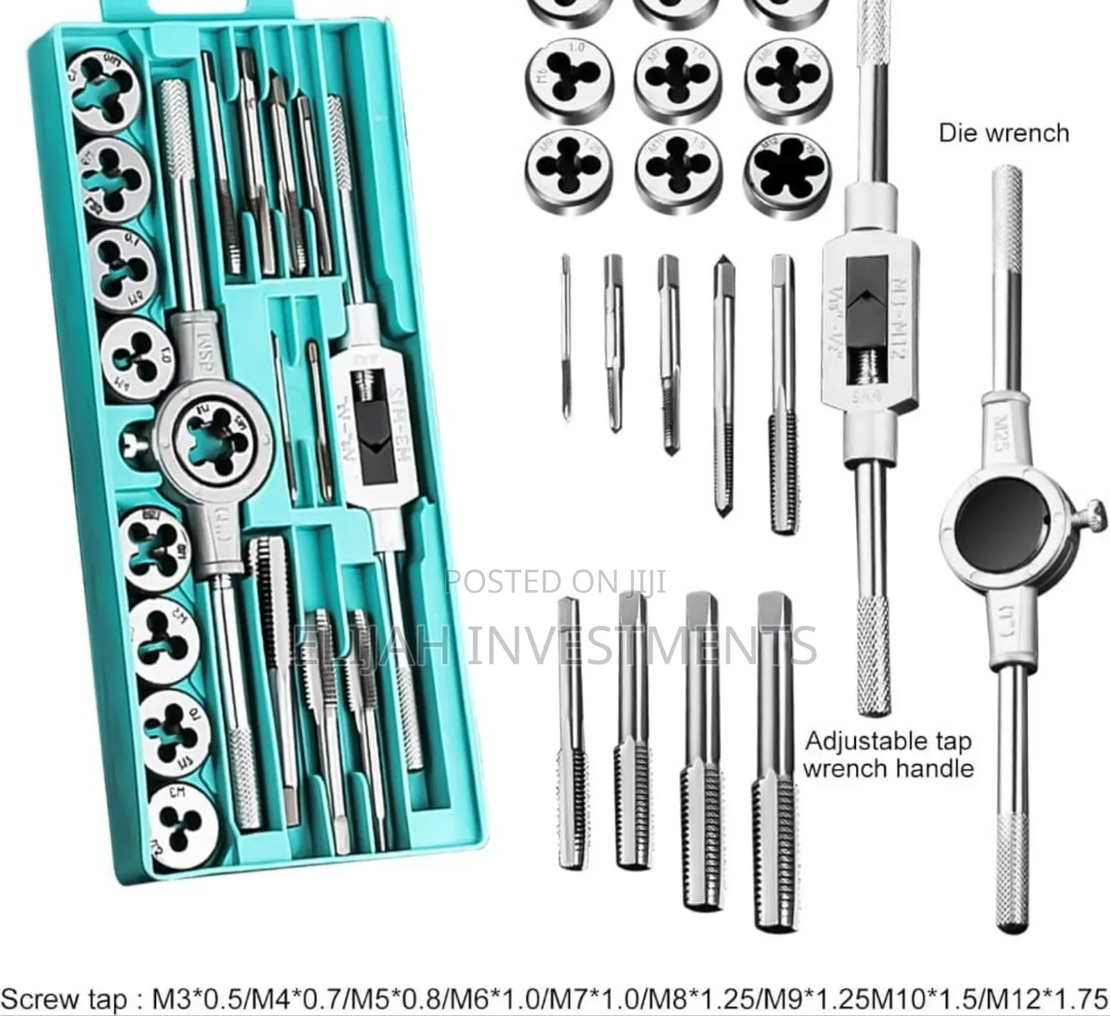 20 Piece Tap Set M3 - M12 Thread Cutting Set
