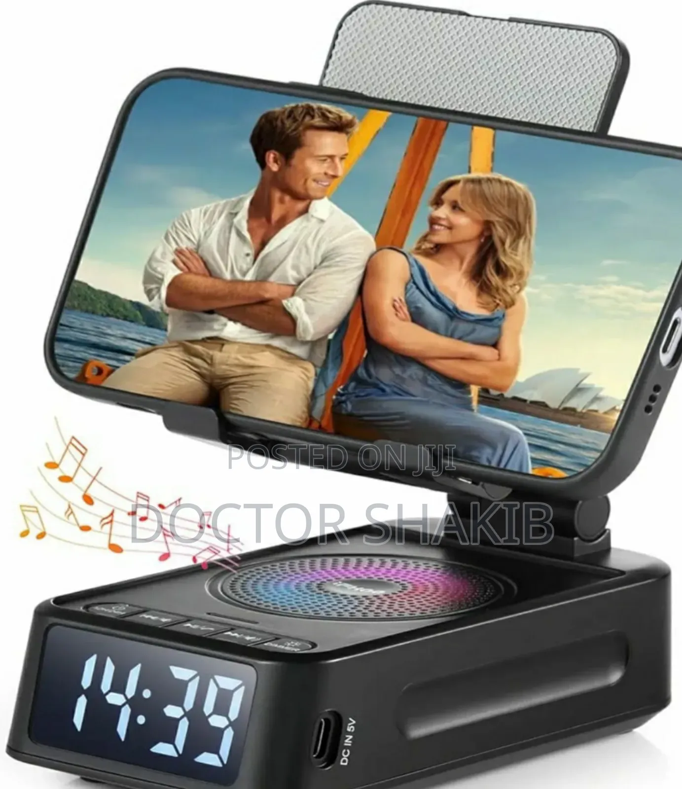 Strong Phone Stand With Wireless Speaker and Alarm Clock