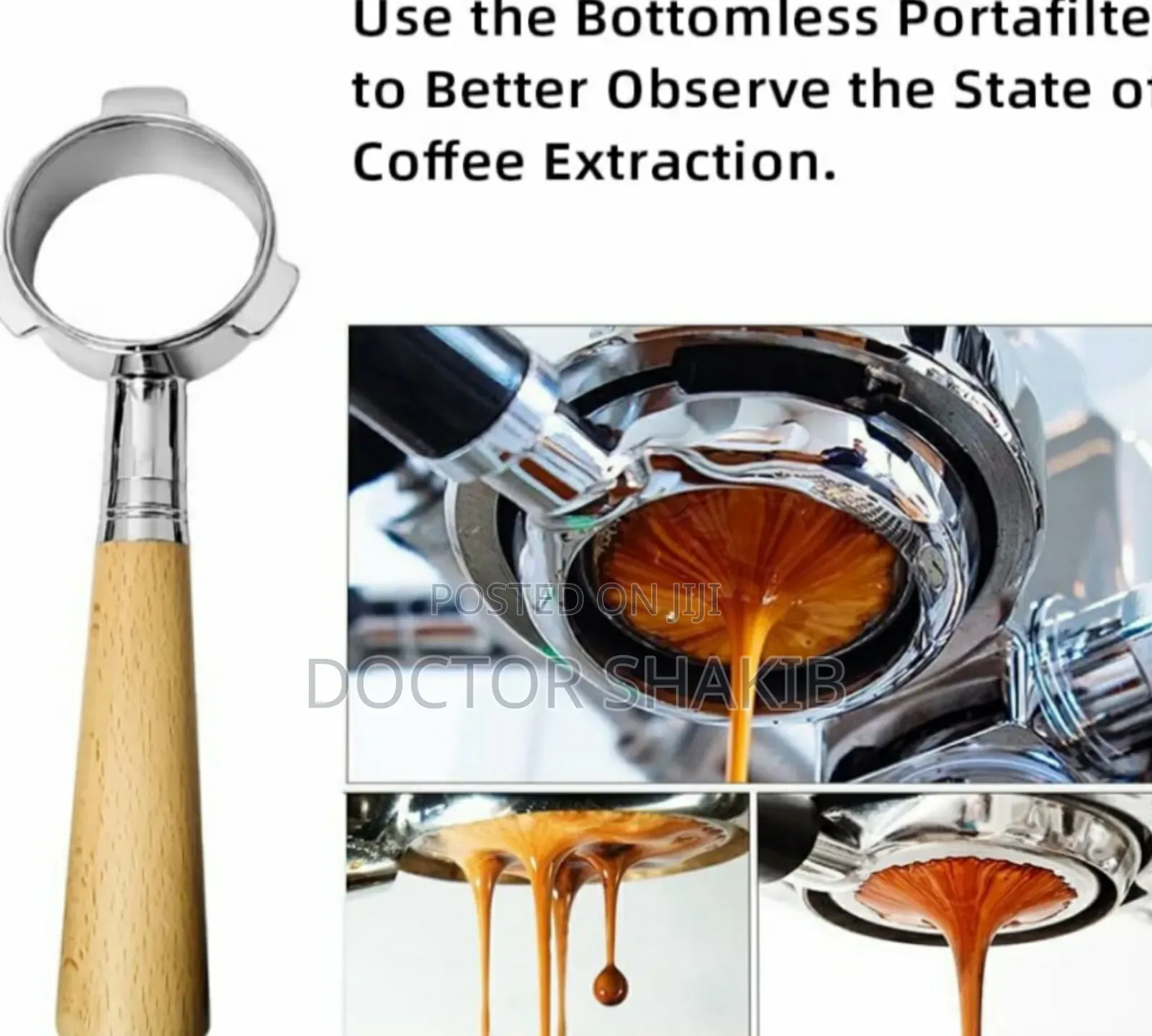 High Quality Coffee Portafilter With a Wooden Handle
