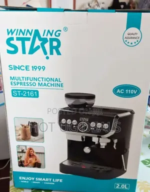Winning Star Electric Grinder Espresso Machine 15 Bar Blackst-9707