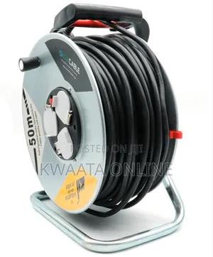 50m Extension Cable Reel, 3-Way Bs Sockets,Rust-Proof,Ergonomic Handle