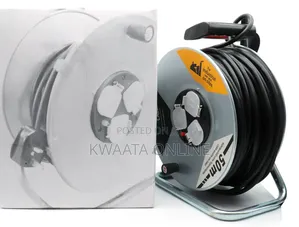 50m Extension Cable Reel, 3-Way Bs Sockets,Rust-Proof,Ergonomic Handle