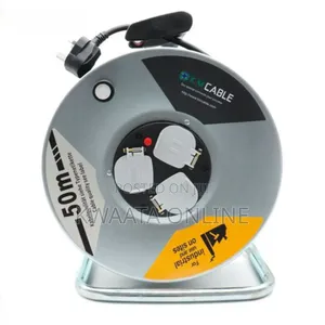 50m Extension Cable Reel, 3-Way Bs Sockets,Rust-Proof,Ergonomic Handle