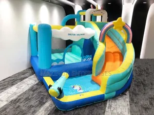 Unicon Inflatable Slide Dr.Dolphin Bouncing Castles With Swimming Pool
