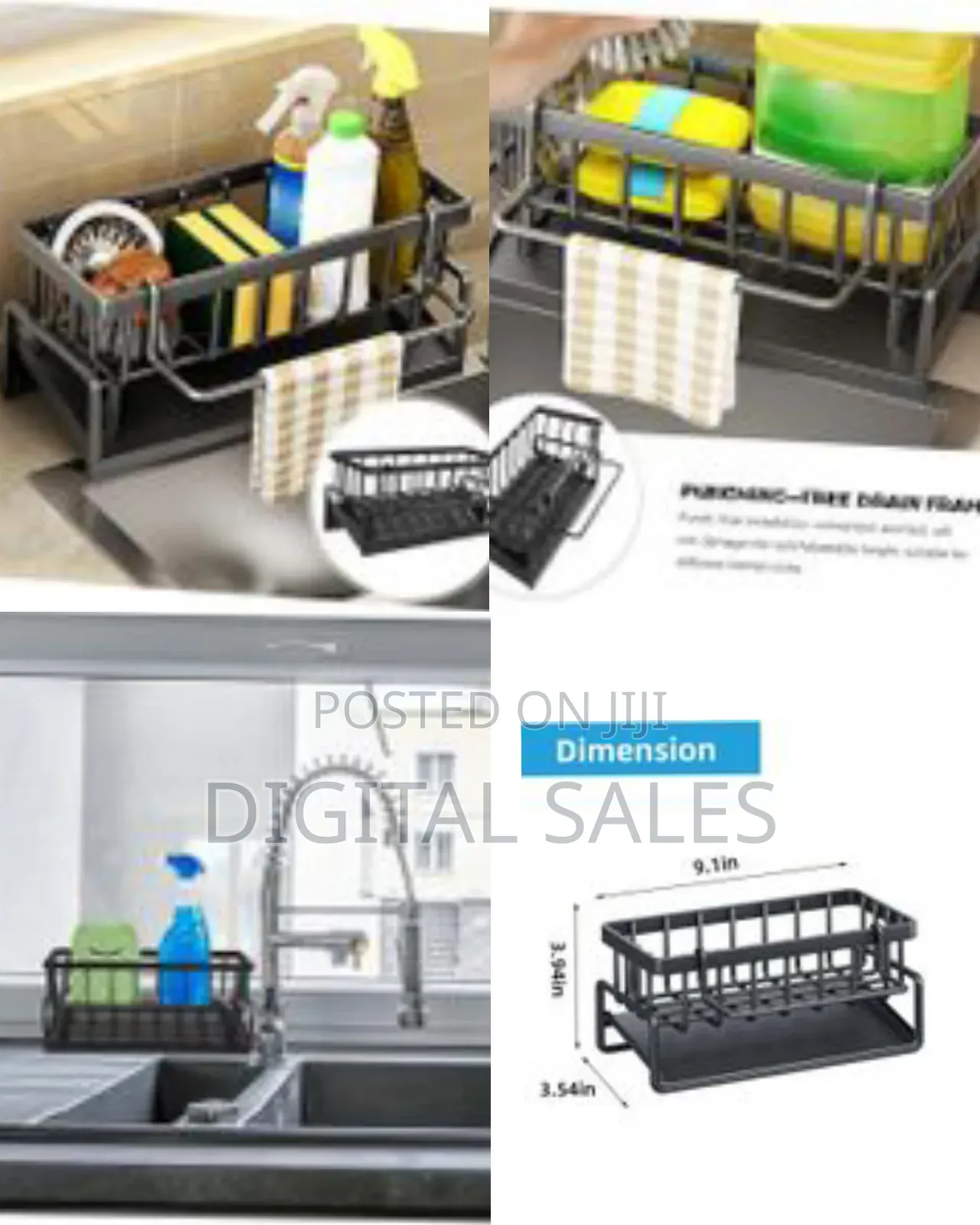 1 Piece of Metal Kitchen Countertop Sink Organizer Draining Rack