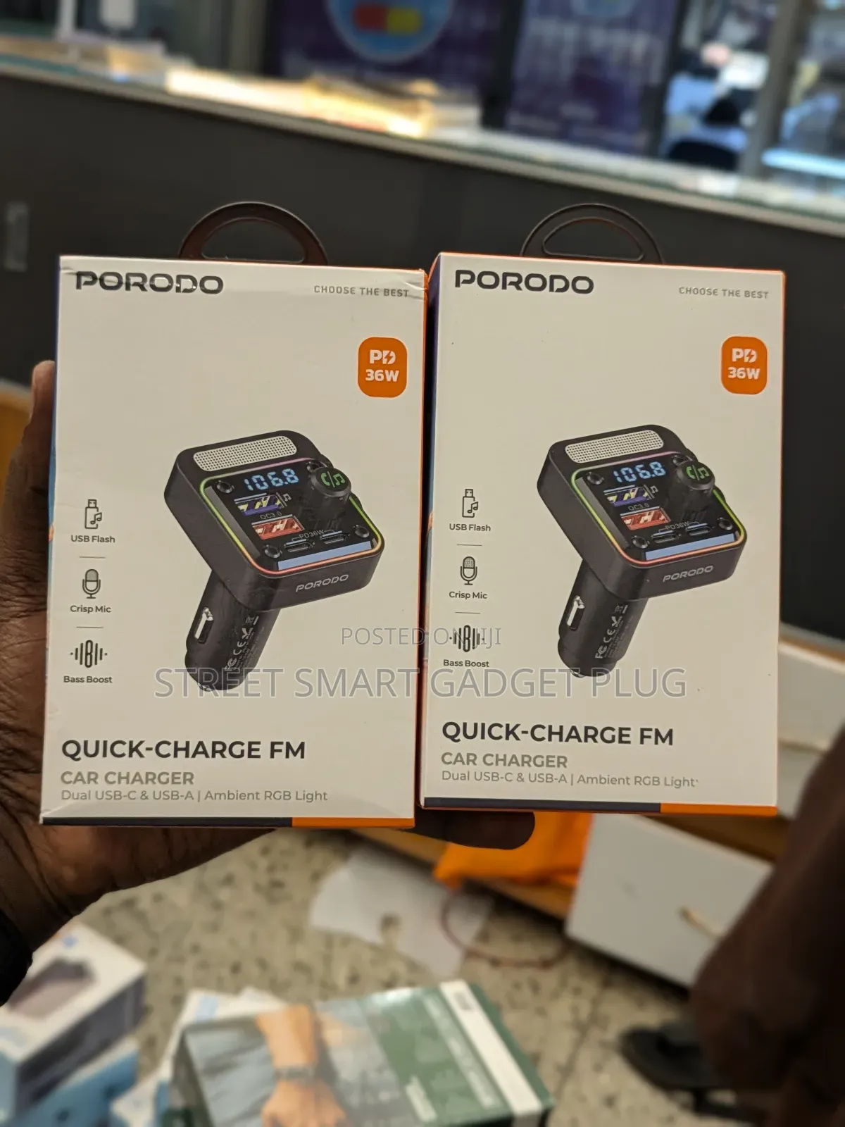 Porodo 36watts Quick Charge Fm Car Charger