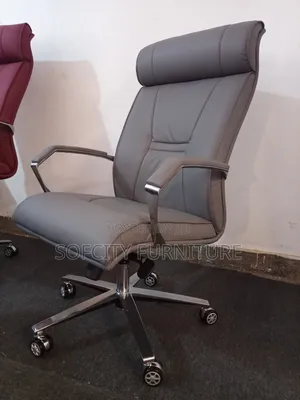 Leather Office Chair Executive Office Chair High Back Gray