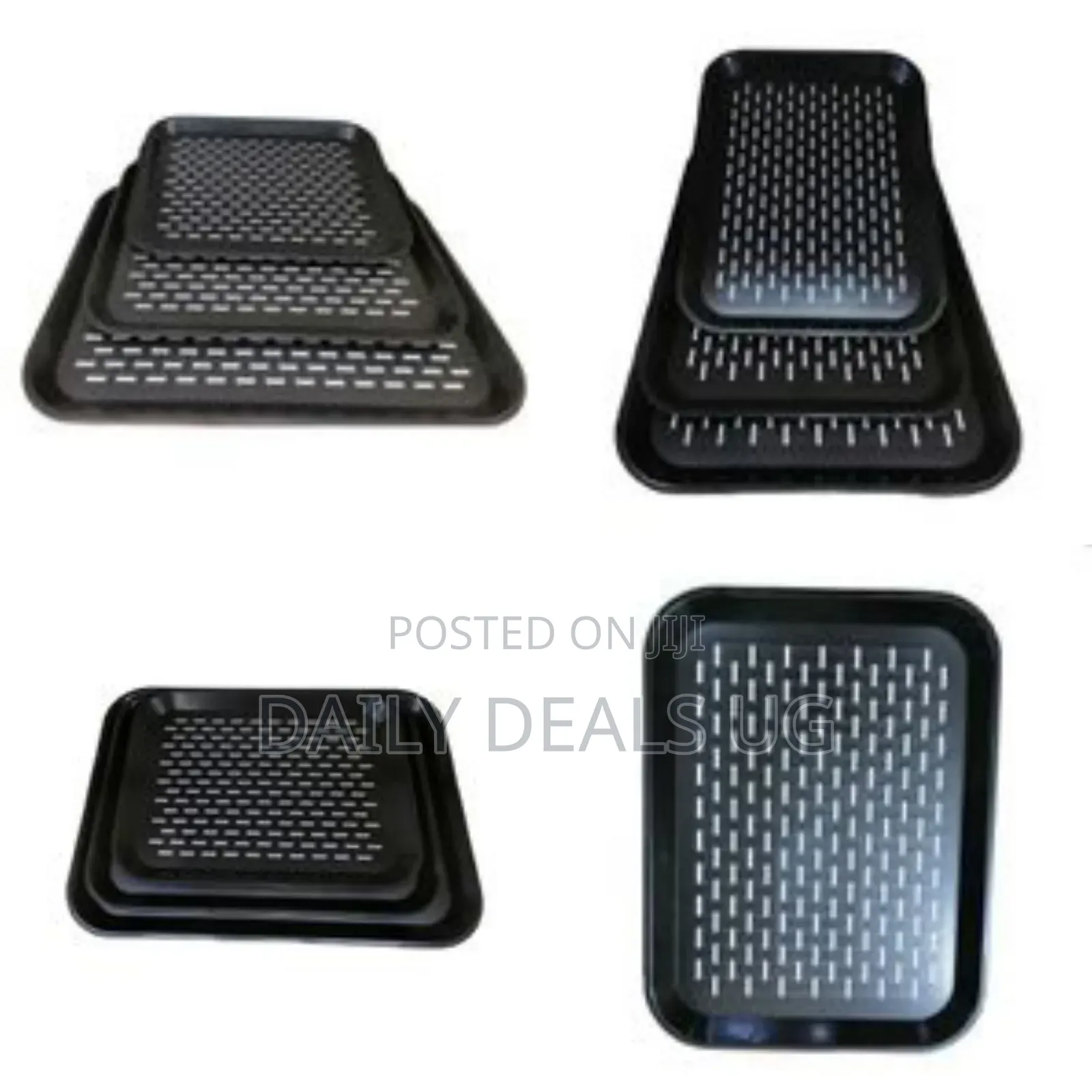 3 PCS of Rubber Non-Slip Serving Trays Platters- Multi-Colours