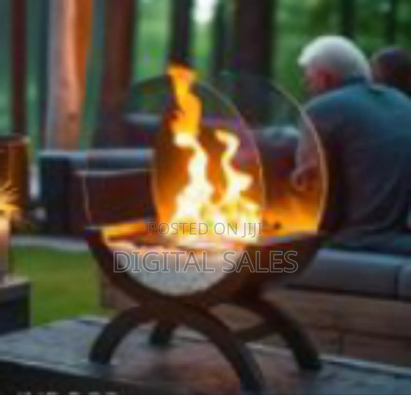 Round Glass Large Tabletop Fireplace 19" H Portable Fire Bowl Pot