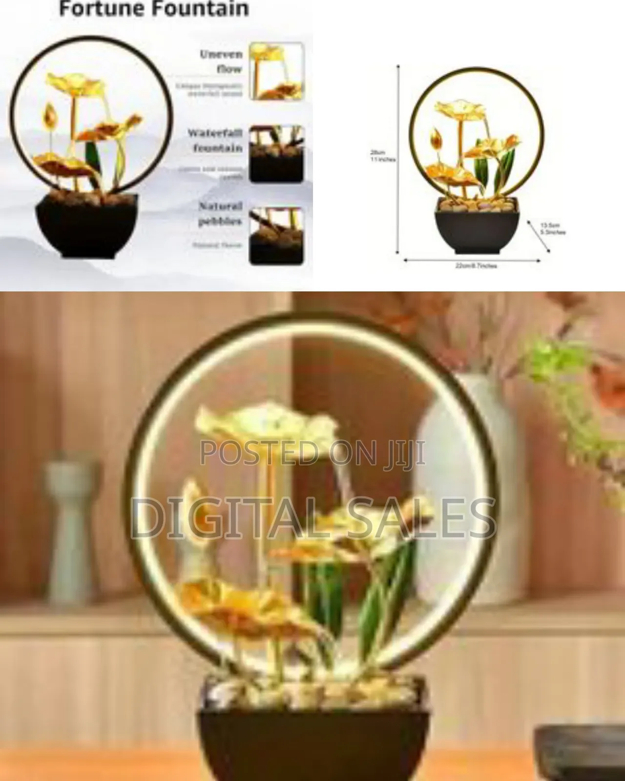 Flower Tabletop Water Fountain Waterfall Fountain 3-Tier Lotus