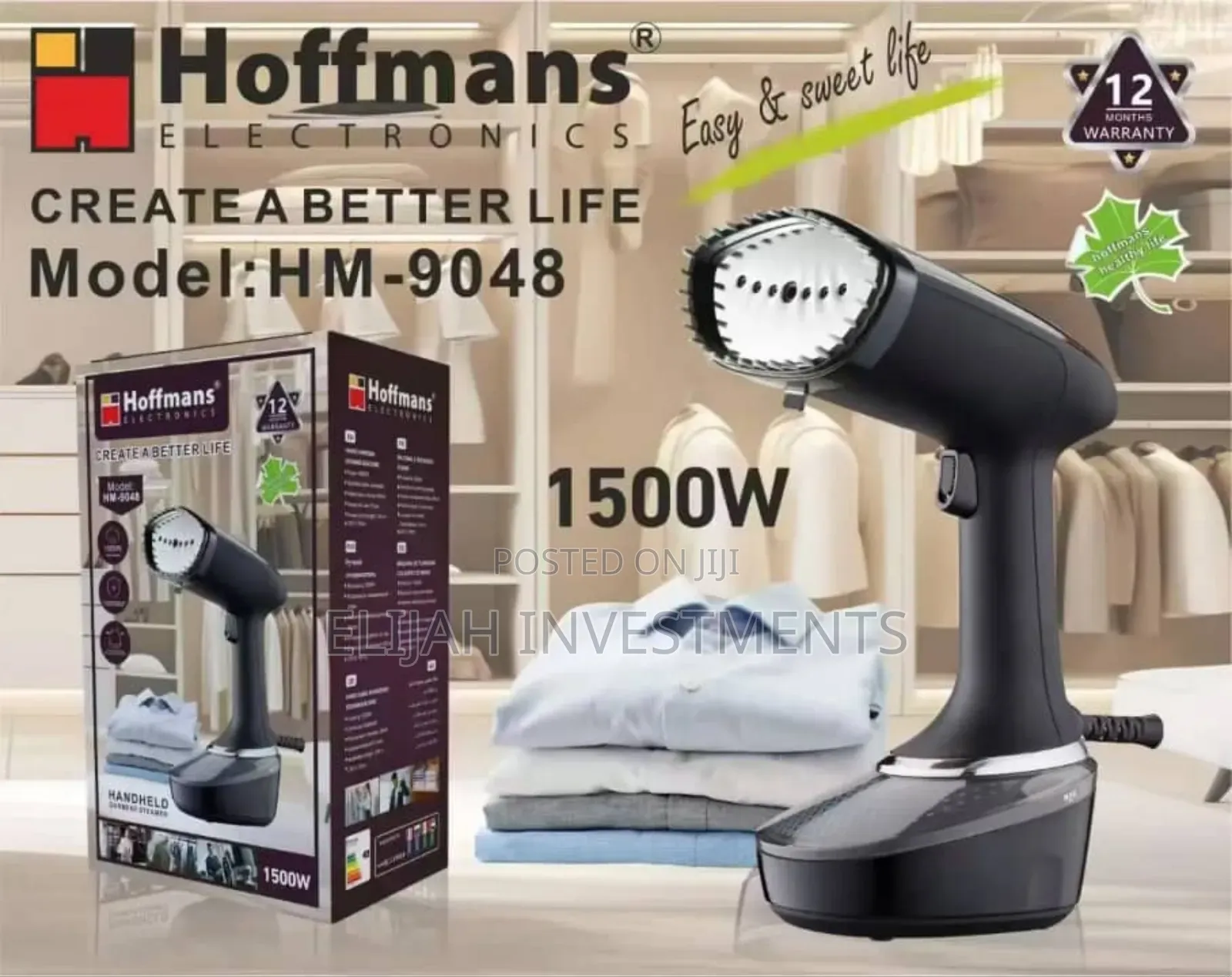Hoffmans Electronics Handheld Garment Steamer, Model Hm-9048.