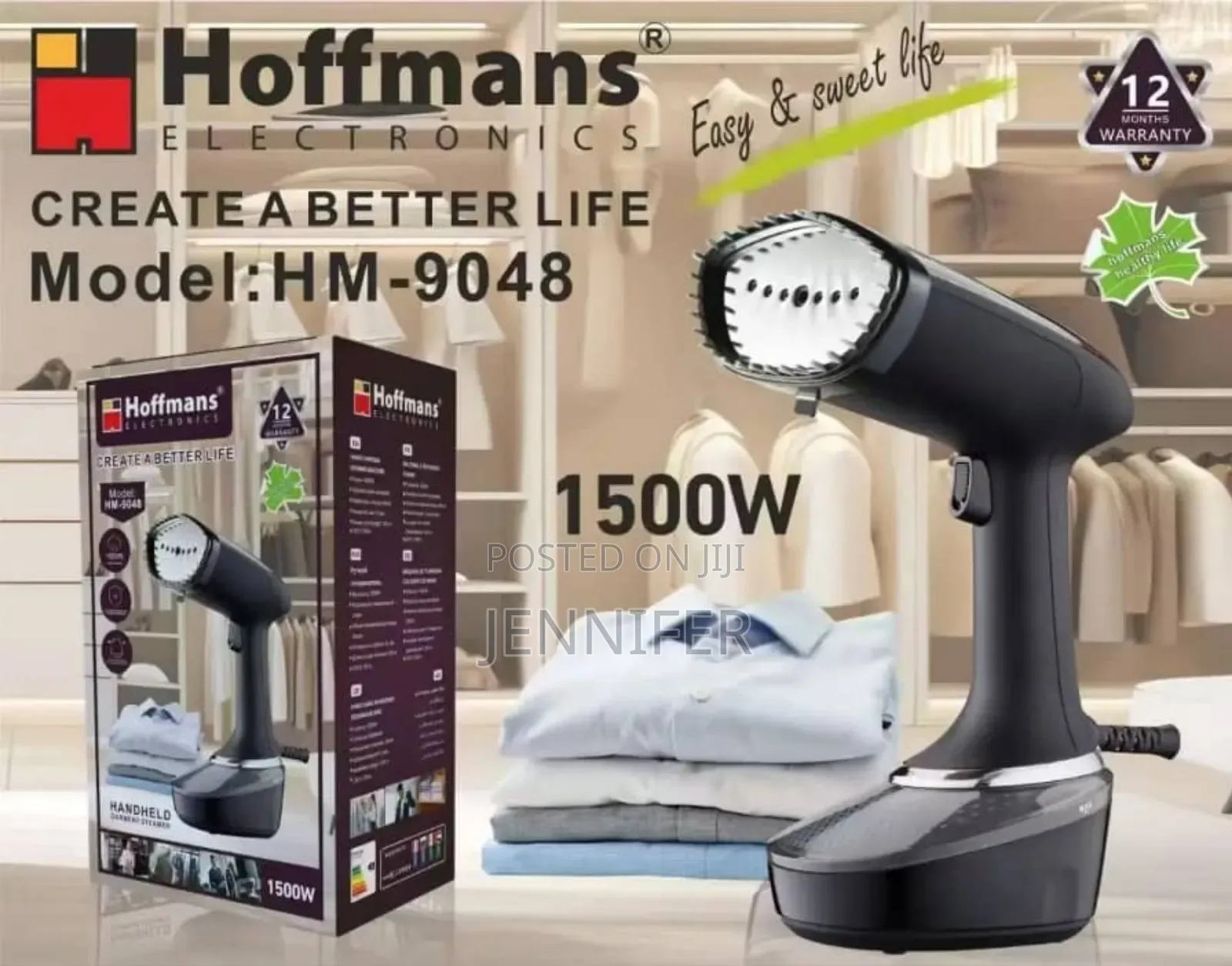 Hoffmans Electronics Handheld Garment Steamer, Model Hm-9048.