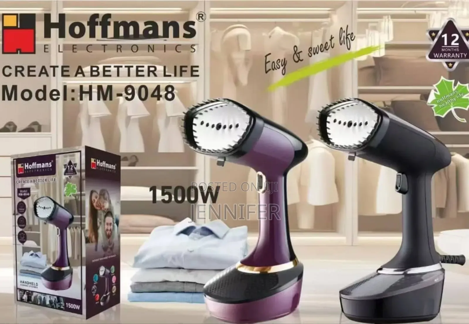 Hoffmans Electronics Handheld Garment Steamer, Model Hm-9048.