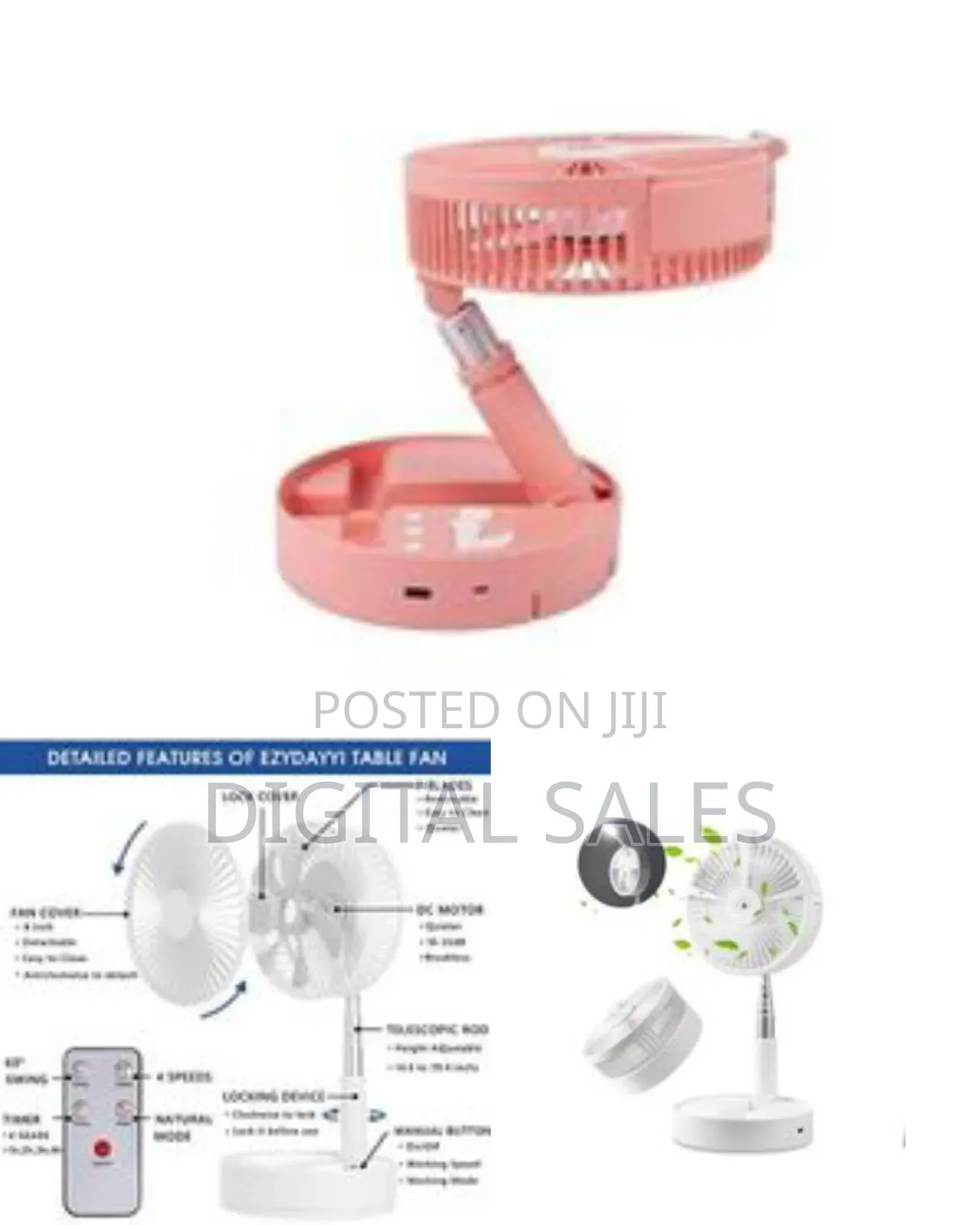 Wireless Portable Folding Usb Rechargeable Telescopic Remote Fan