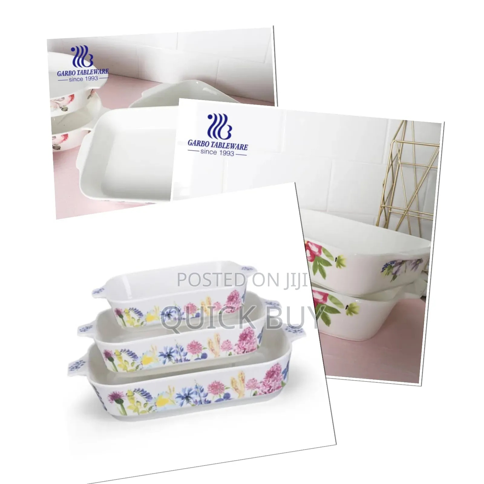 3pcs Ceramic Bakeware And Dinner Set Dishes