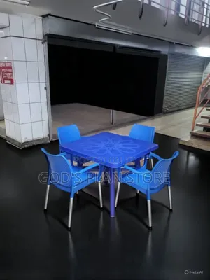 Dining Plastic Chairs and Table Dining Table and Chairs (Blue)