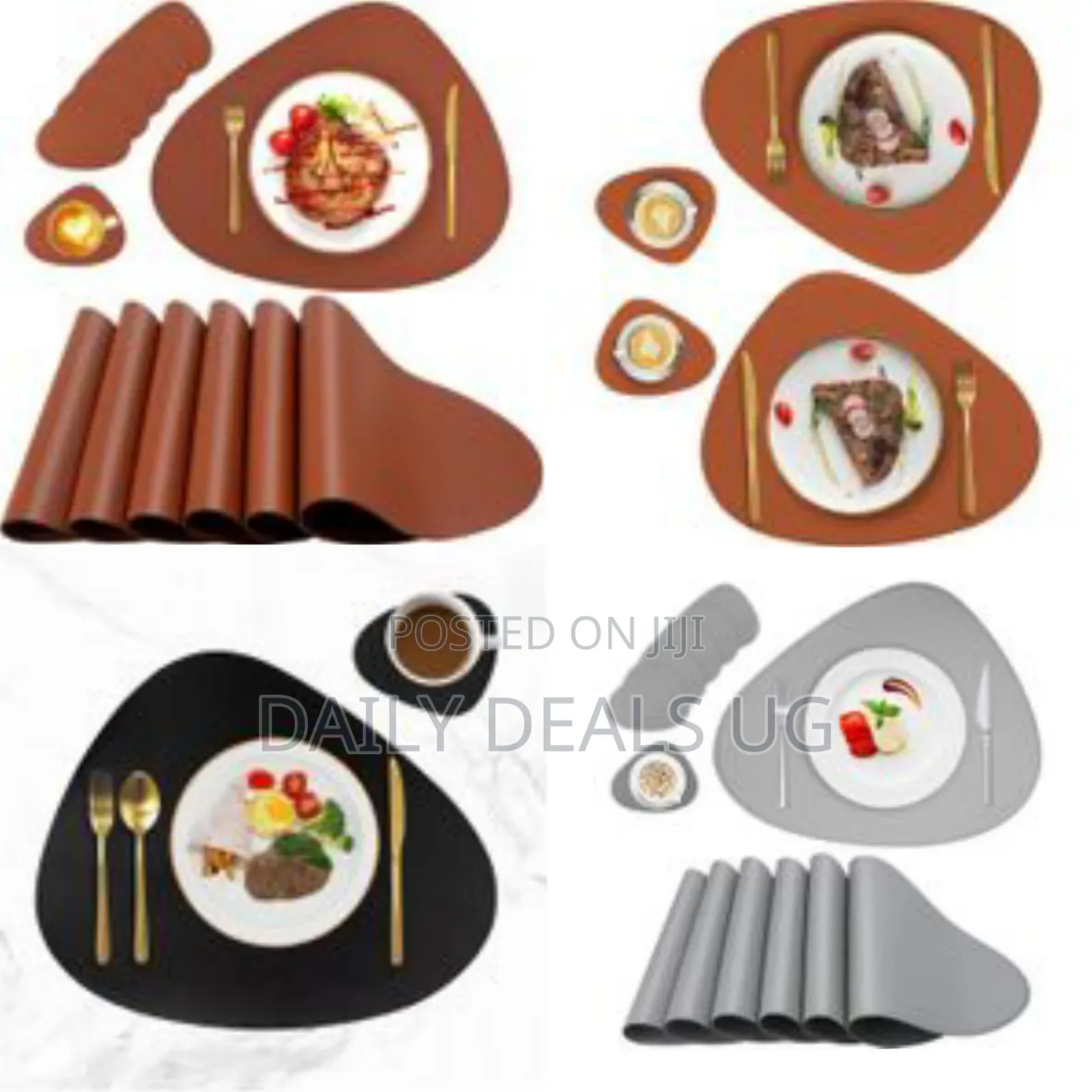 Placemats Set Of 6, Faux Leather Placemats, Oval Table Mats