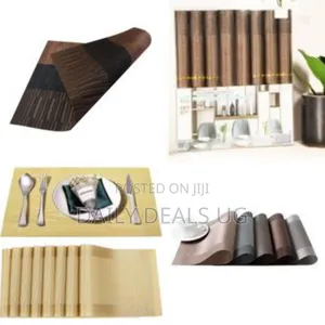 Rectangular Vinyl Plastic Placemats Set of 7 Washable Heat Resistant
