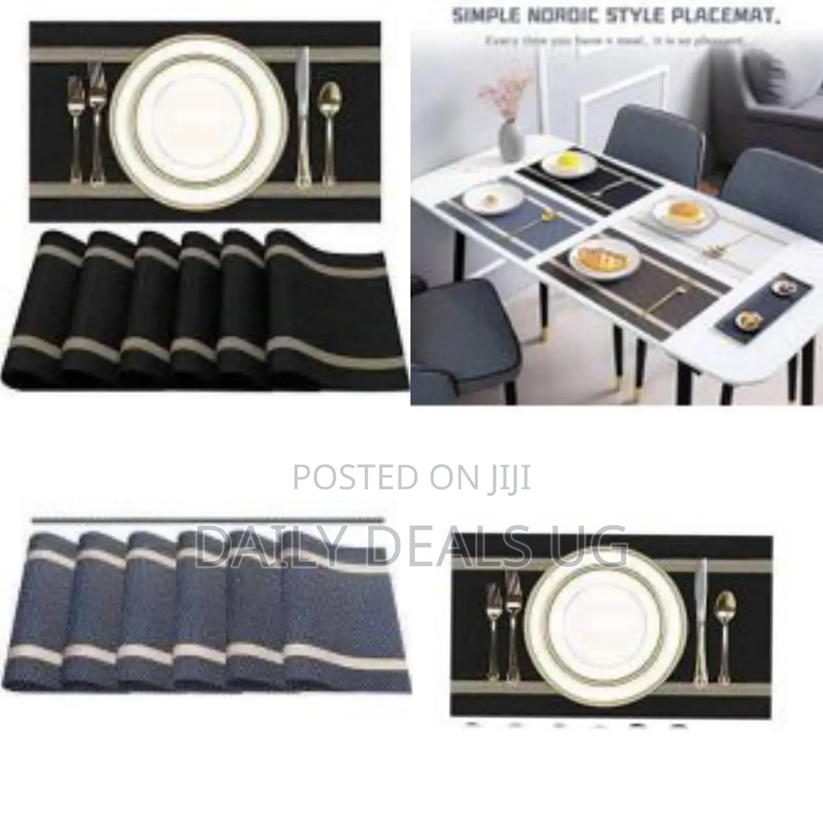 Woven Vinyl Placemats and Table Runner Sets PVC Non Slip Heat