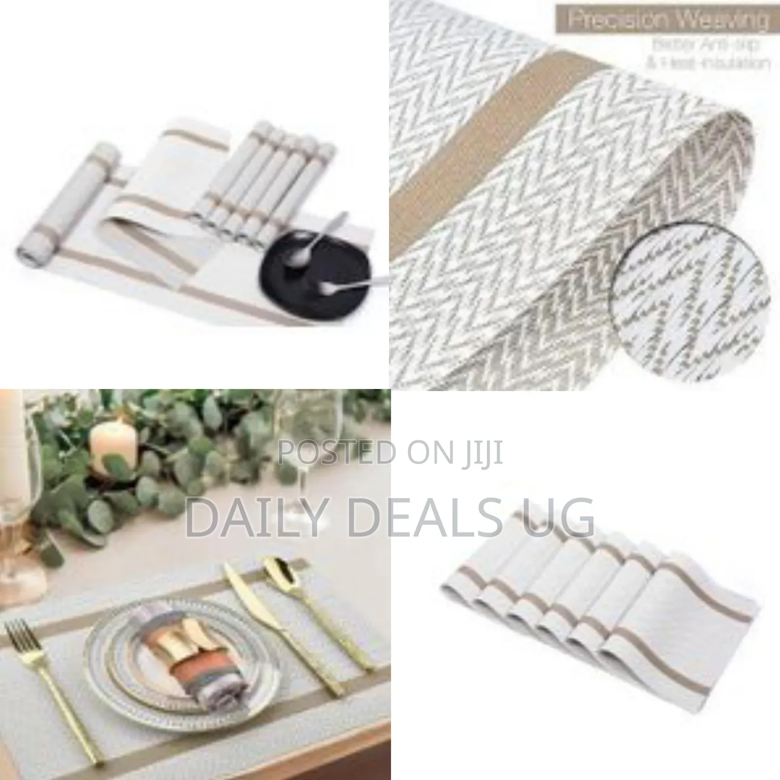 Woven Vinyl Placemats and Table Runner Sets PVC Non Slip Heat