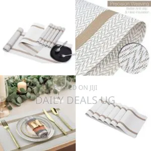 Woven Vinyl Placemats and Table Runner Sets PVC Non Slip Heat