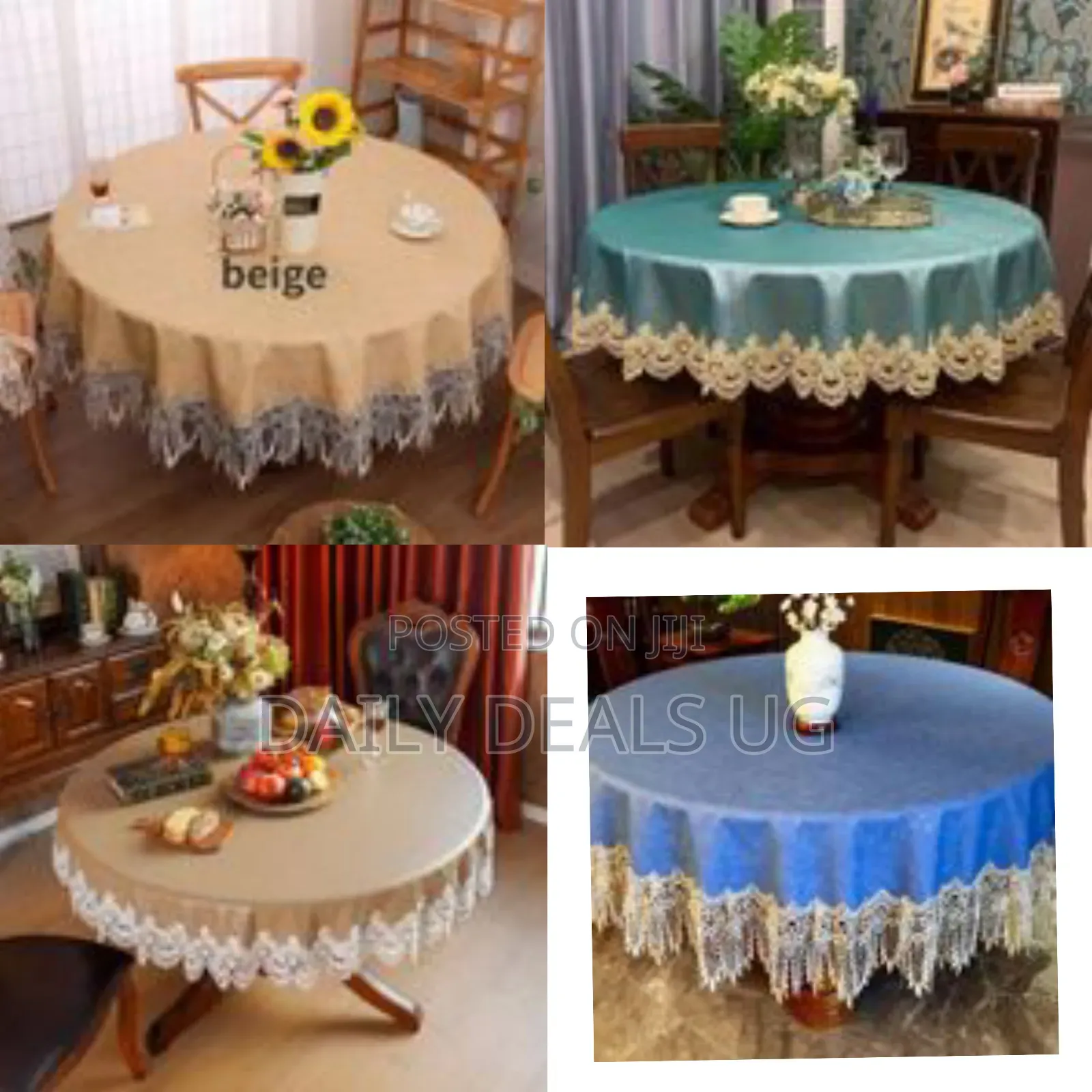 70 Inch Round Table Cloth Lace Tablecloth Wipeable Pastoral Waterproof