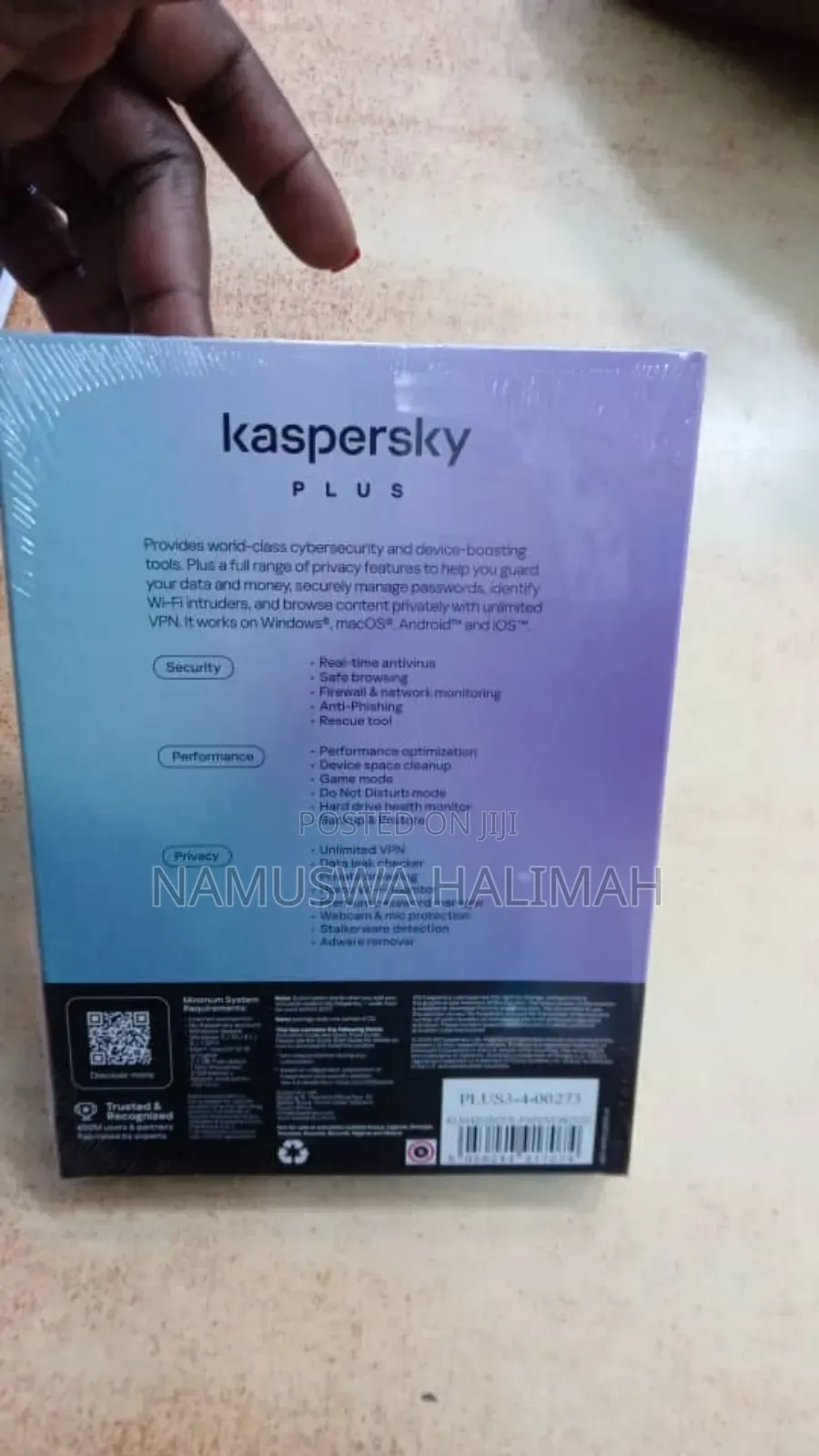 Kaspersky Plus, a Cybersecurity Software Package.