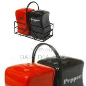 Set of Black and Red Ceramic Salt and Pepper Shakers
