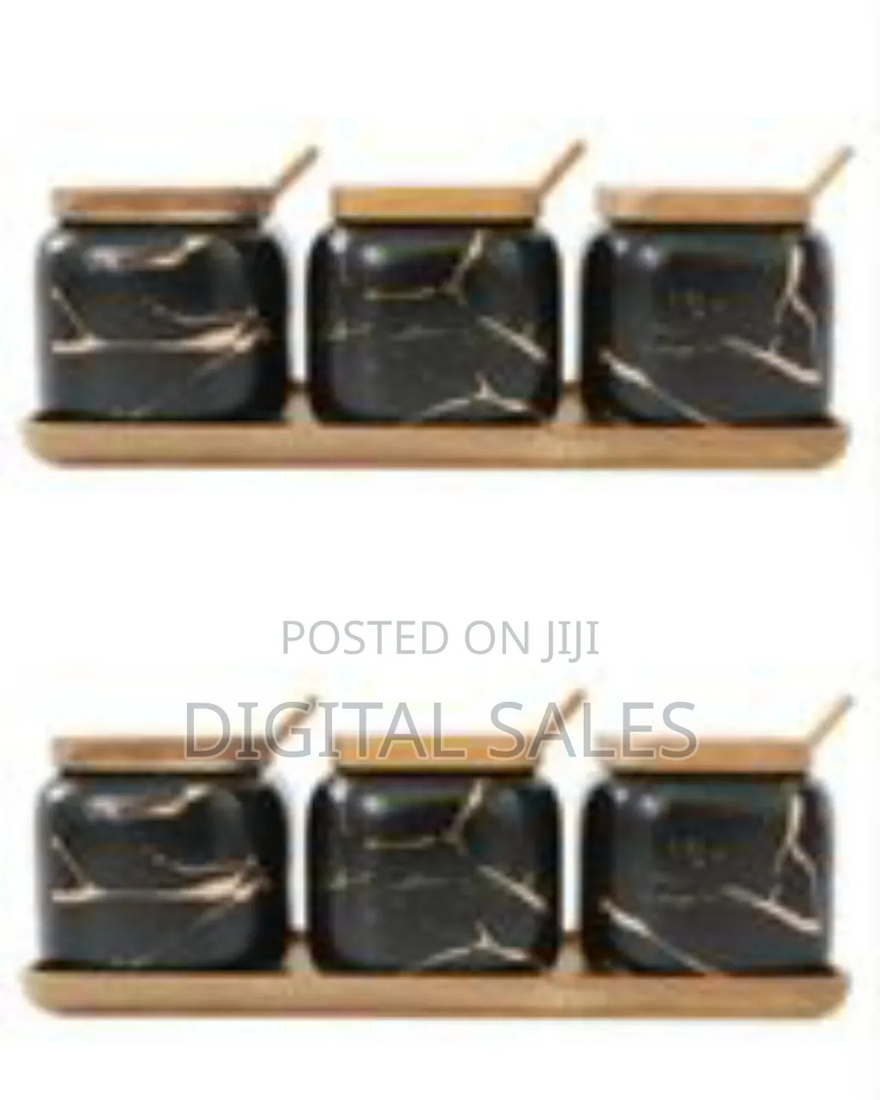 Spice Jars Set Marble Seasoning Box 3pcs Condiment Pots