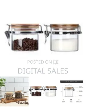 2pc Airtight Storage Pantry Food Glass Jars With Bamboo Clamp