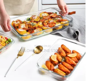 3pcs Rectangular Glass Casserole Dishes With Lid