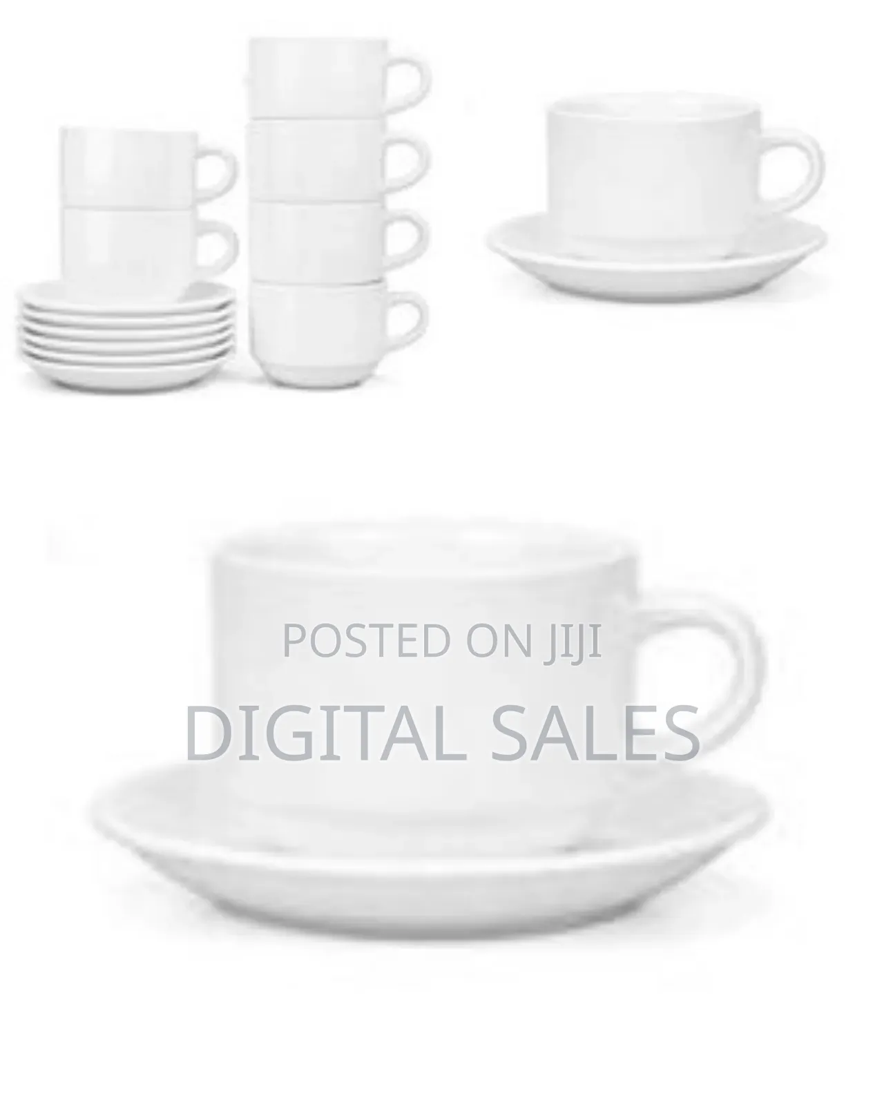Restaurants and Office 6 Piece Cups and 6 Saucers -White